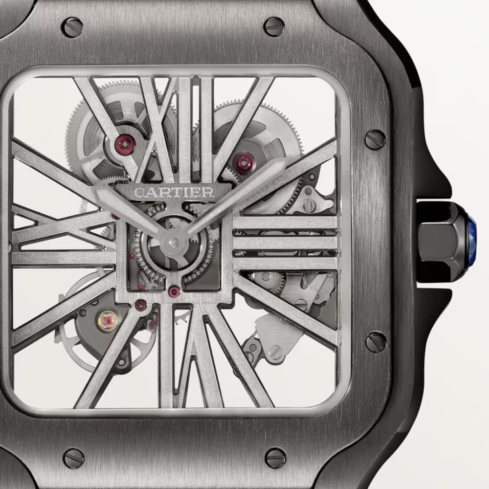 Santos de Cartier Large Skeleton Black ADLC - Image 3